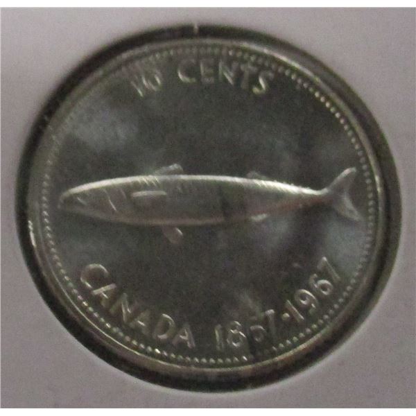 1867 - 1967 CANADA SILVER FISH DIME