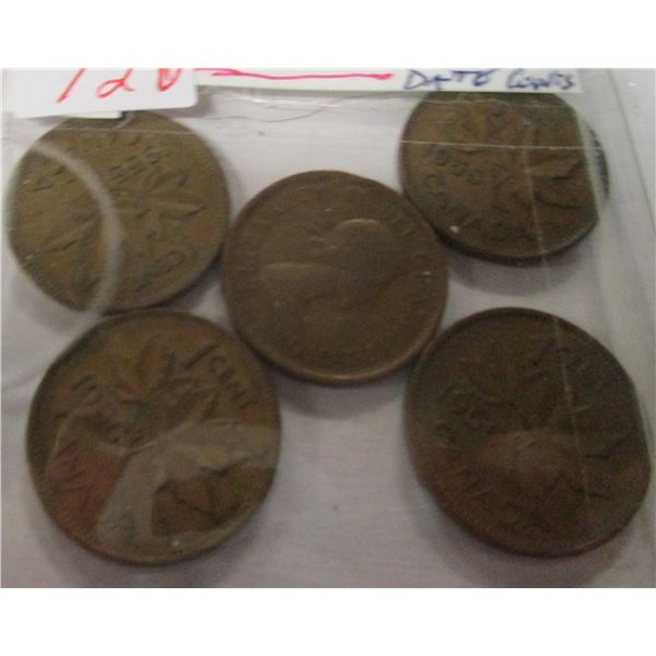 1955 KEY DATE CANADA PENNIES (5)