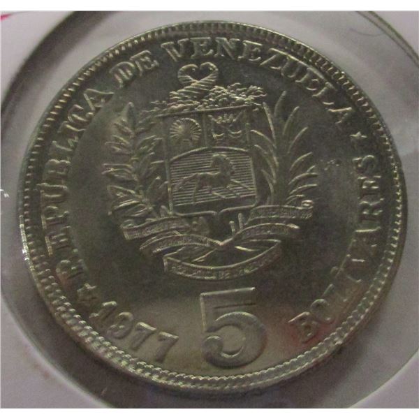 1977 VENEZUELA 5 BOLIVARIS