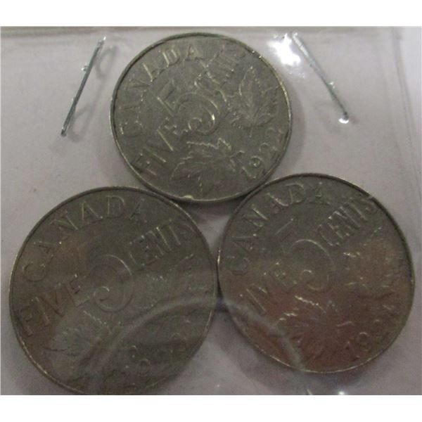 1922, 1923, 1924 CANADA KING GEORGE V NICKELS