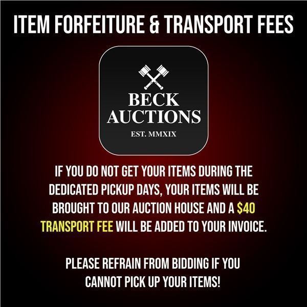 Item Forfeiture & Transport, Shipping, Delivery Fees & Conditions