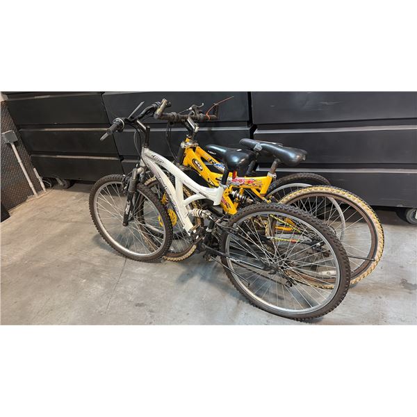 3 ASSORTED MOUNTAIN BIKES INCL NEXT ASCENT FULL-SUSPENSION MOUNTAIN. BIKE