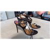 Image 3 : LADIES SIZE 8.5 BLACK LEATHER STRAPPY HEEL STILETTO DRESS SHOES