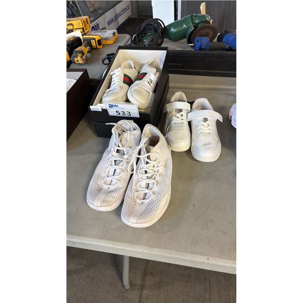 ASSORTED MENS WHITE SNEAKERS SIZE 11/8/6