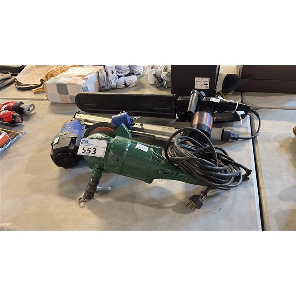 MIXED TOOLS INCL REMINGTON 12-AMP/16" CHAIN SAW, PNEUMATIC NAILER AND HEAVY-DUTY GRINDER