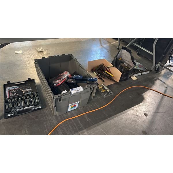 MIXED HAND TOOLS INCL BOLT CUTTERS, HAMMERS AND MORE