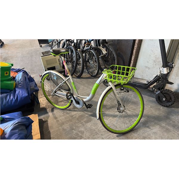 GREY/BRIGHT GREEN U-BICYCLE STEP THRU CRUISER