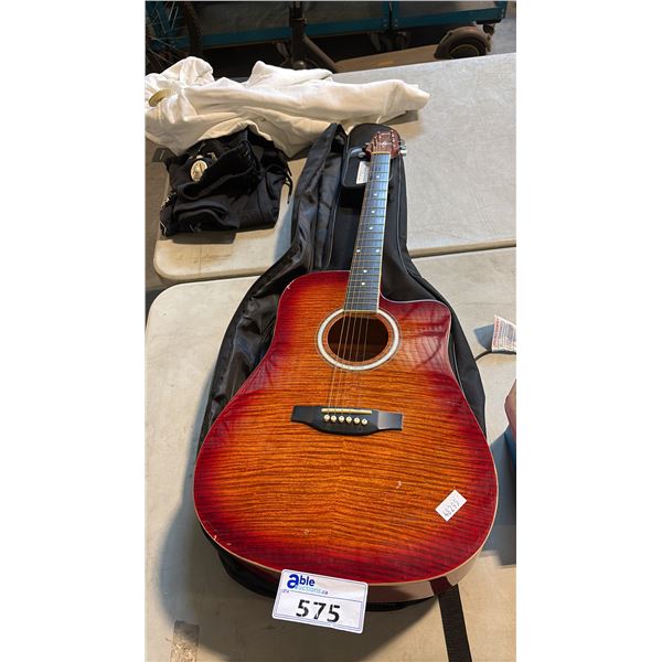 TIGER RED FLAME-FINISH MONTANA EM105C-CS ACOUSTIC-ELECTRIC GUITAR