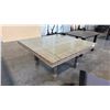 Image 1 : BROWN RATANA 60" OUTDOOR SQUARE DINING TABLE W/ CLEAR GLASS AND UMBRELLA HOLE