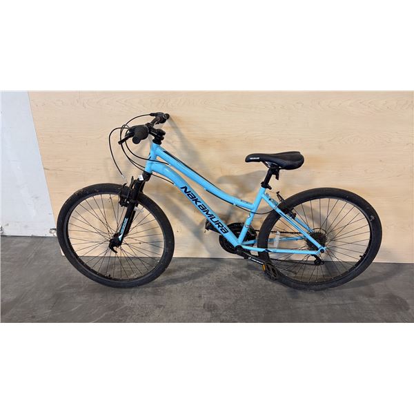 AQUA/LIGHT BLUE NAKAMURA INSPIRE 18-SPEED HARDTAIL JUNIOR MOUNTAIN BIKE