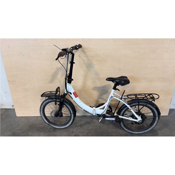 WHITE FOO F1 COMPACT FOLDING ELECTRIC BIKE - NO CHARGER, NO BATTERY