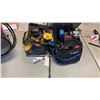 Image 1 : 3 DRILLS, GRINDER IN SOFT SIDED DEWALT BAG * MASTERCRAFT BAG WITH ASSORTED TOOLS