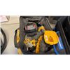 Image 2 : 3 DRILLS, GRINDER IN SOFT SIDED DEWALT BAG * MASTERCRAFT BAG WITH ASSORTED TOOLS