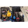 Image 3 : 3 DRILLS, GRINDER IN SOFT SIDED DEWALT BAG * MASTERCRAFT BAG WITH ASSORTED TOOLS