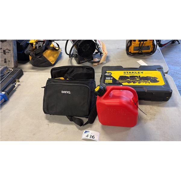 SCHUMACHER BATTERY CHARGER, NEW SMALL GAS CAN, CERTIFIED HEAT GUN, 2 DRILLS IN SOFT BENQ CASE AND