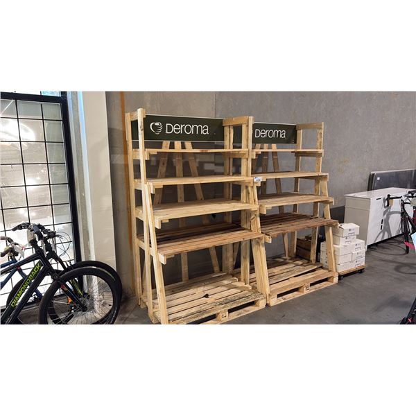 2 WOODEN LADDER DISPLAY RACK