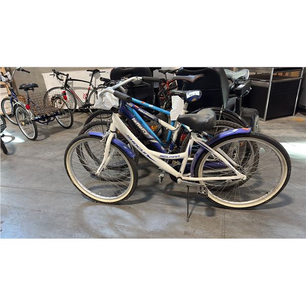 3 ASSORTED BIKES INCL SHOGUN BELMAR, INFINITY TELLURIDE AND BLUE CRUISER BIKE