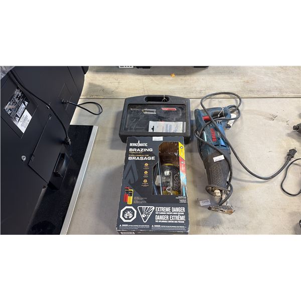BOSCH RS7 RECIPROCATING SAW, WELLER PROFESSIONAL-GRADE HEAVY-DUTY SOLDERING GUN AND BERNZOMATIC