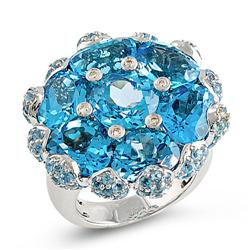 Genuine 21.71 ctw Diamond & Topaz Ladies Ring  
