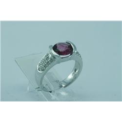 Genuine Diamond & Pink Tourmaline Ring 14K Gold