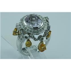 Genuine Diamond & Kunzite, Yellow Sapphire Ring 18K Gold - SRP $5413