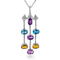 Genuine 3.61 ctw Diamond & Amethyst, Citrine, Topaz Pendant  