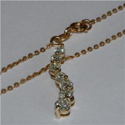 Genuine 1.0 ctw Diamond Journey  Necklace 14K Yellow Gold