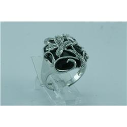 Genuine Diamond & Onyx Ring 18K Gold