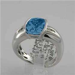 Ring 3.51 ctw Diamond & Blue Topaz  14K  White Gold- SRP$ 2548