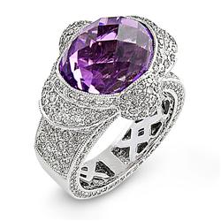 Genuine 9.83 ctw Diamond & Amethyst Ladies Ring  