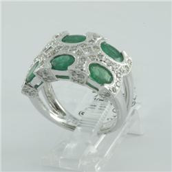 Ring 3.42 ctw Diamond & Emerald  14K White Gold- SRP$ 6498