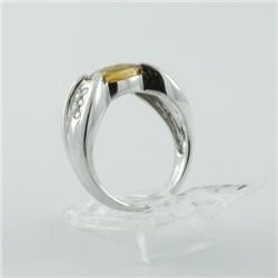 Ring 1.82 ctw Diamond & Citrine  14K White Gold- SRP$ 2124