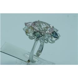 Genuine Diamond & Multi-Sapphire Ring 18K Gold