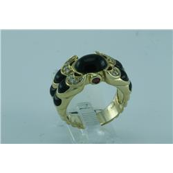 Genuine Diamond & Pink Sapphire Ring 14K Gold