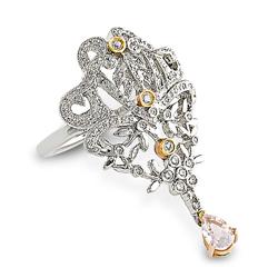 Genuine 0.66 ctw Diamond & Topaz Ladies Ring  