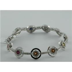 Bracelet 4.80 ctw Diamond & Multi-color  14K  White Gold- SRP$ 13098