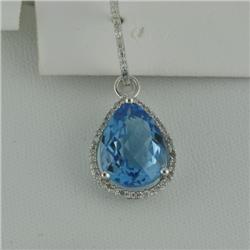 Earrings 8.99 ctw Diamond & Blue Topaz  14K  White Gold- SRP$ 3193