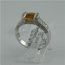 Ring 1.46 ctw Diamond & Citrine  14K  White Gold- SRP$ 2499