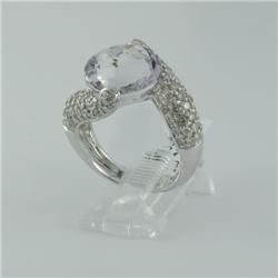 Ring 8.68 ctw Diamond & Pink Amethyst  18K White Gold- SRP$ 6991