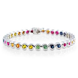Genuine 4.70 ctw Multi-color Sapphire Bracelet  