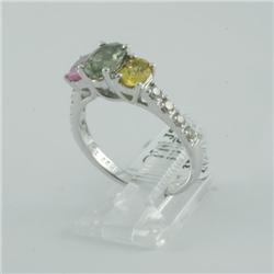 Ring 2.16 ctw Diamond & Multi-color  14K White Gold- SRP$ 2666