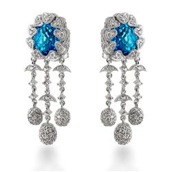 Genuine 11.34 ctw Diamond & Topaz Earrings  