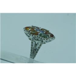 Genuine Diamond & Multi-Sapphire Ring 14K Gold