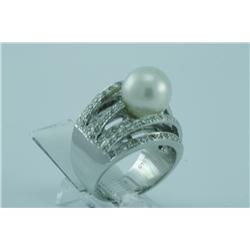 Genuine Diamond & Southsea Pearl Ring 14K Gold - SRP $6967