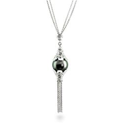 Genuine 16.72 ctw Diamond & Tahitian Pearl Necklace  