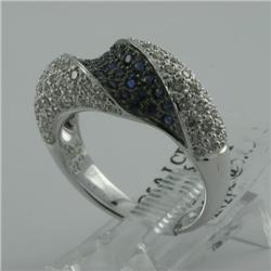 Ring 1.20 ctw Diamond & Blue Sapphire  14K  White Gold- SRP$ 4114