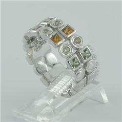 Ring 1.04 ctw Diamond & Multi-color  14K White Gold- SRP$ 3376