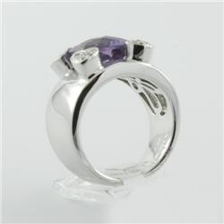 Ring 3.76 ctw Diamond & Amethyst  14K White Gold- SRP$ 4563