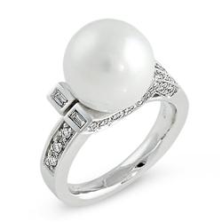 Genuine 8.13 ctw Diamond & Pearl Ladies Ring  