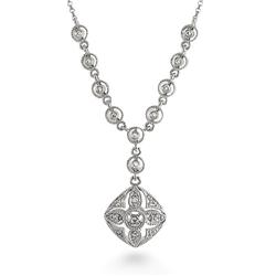 Genuine 0.12 ctw Diamond Necklace  14K White Gold